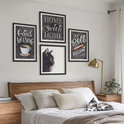 Billedvæg over sofa Hjemmekøkkentemaer kat