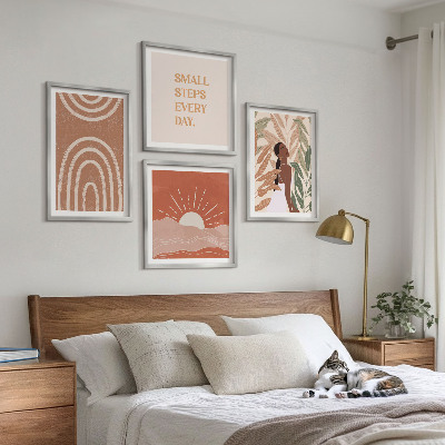 Billedvæg over sofa Boho abstrakte former