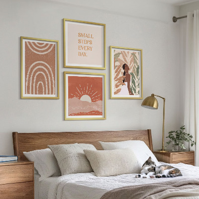 Billedvæg over sofa Boho abstrakte former