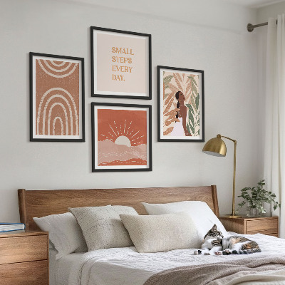 Billedvæg over sofa Boho abstrakte former