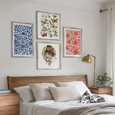 Billedsæt med ramme vintage blomster og sommerfugle ornamenter