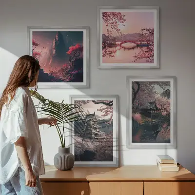 Fantasilandskaber i Japan billedvæg til over sofaen