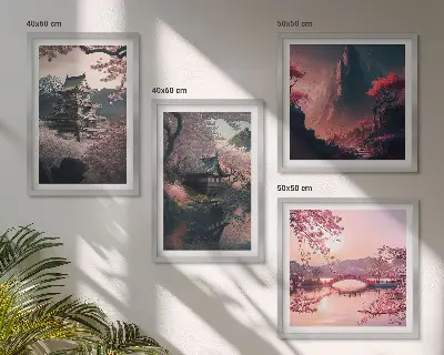 Fantasilandskaber i Japan billedvæg til over sofaen