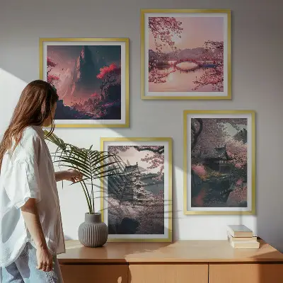Fantasilandskaber i Japan billedvæg til over sofaen