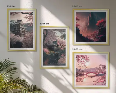 Fantasilandskaber i Japan billedvæg til over sofaen