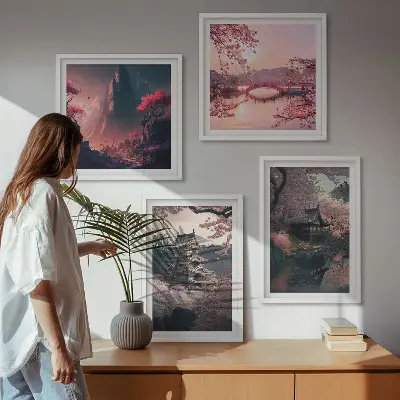 Fantasilandskaber i Japan billedvæg til over sofaen