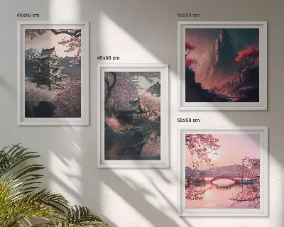 Fantasilandskaber i Japan billedvæg til over sofaen