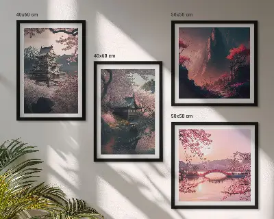 Fantasilandskaber i Japan billedvæg til over sofaen