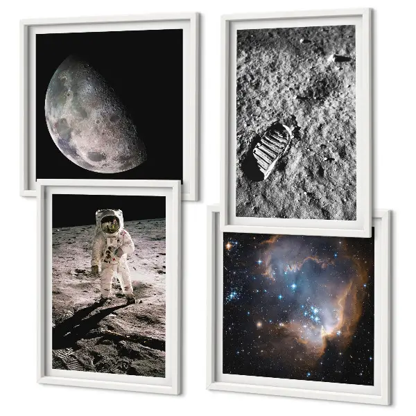 Astronaut Månespor fotokunst med ramme