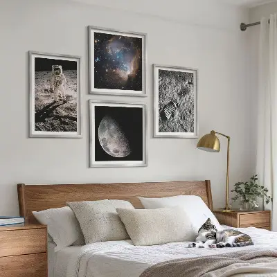 Astronaut Månespor fotokunst med ramme