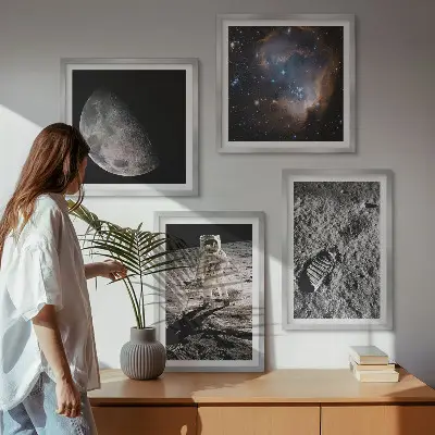 Astronaut Månespor fotokunst med ramme