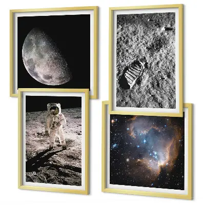 Astronaut Månespor fotokunst med ramme