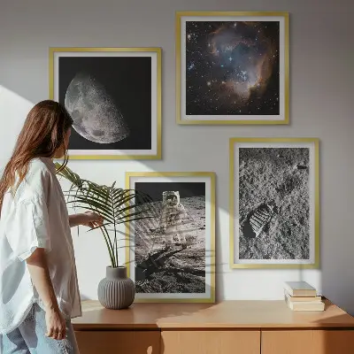 Astronaut Månespor fotokunst med ramme