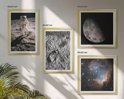 Astronaut Månespor fotokunst med ramme