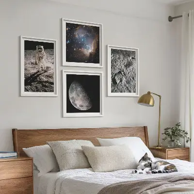 Astronaut Månespor fotokunst med ramme