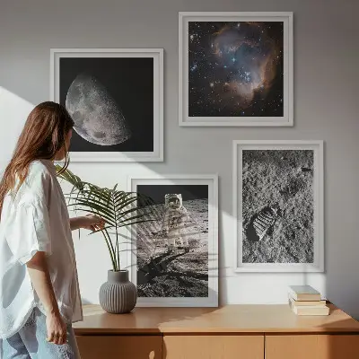 Astronaut Månespor fotokunst med ramme