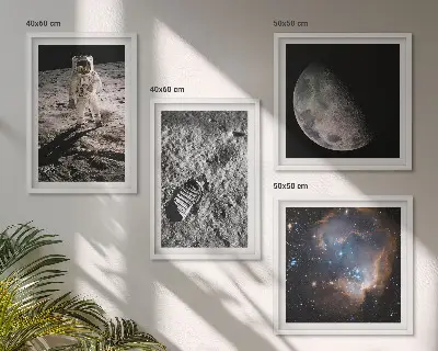 Astronaut Månespor fotokunst med ramme