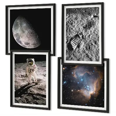 Astronaut Månespor fotokunst med ramme