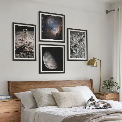 Astronaut Månespor fotokunst med ramme