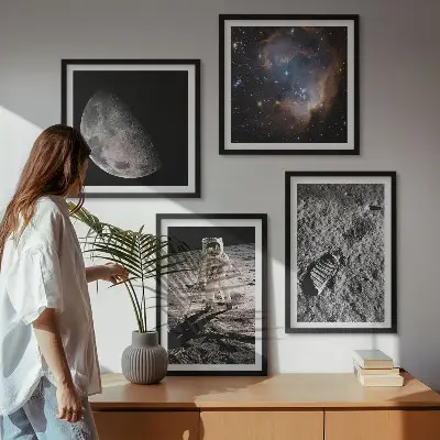 Astronaut Månespor fotokunst med ramme