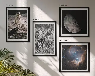 Astronaut Månespor fotokunst med ramme