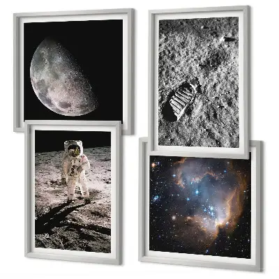 Astronaut Månespor fotokunst med ramme