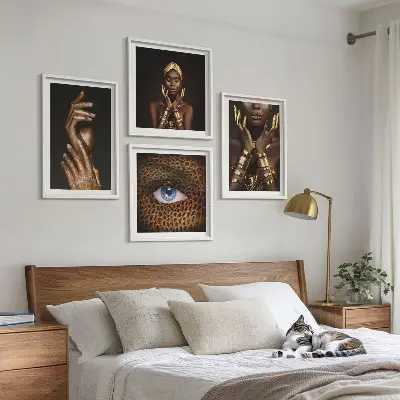 Kunstneriske portrætter af kvinder billedvæg til ophæng over sofa