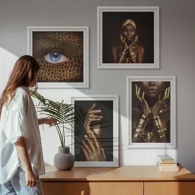 Kunstneriske portrætter af kvinder billedvæg til ophæng over sofa