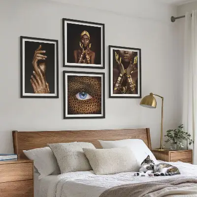 Kunstneriske portrætter af kvinder billedvæg til ophæng over sofa