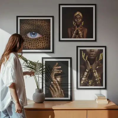 Kunstneriske portrætter af kvinder billedvæg til ophæng over sofa