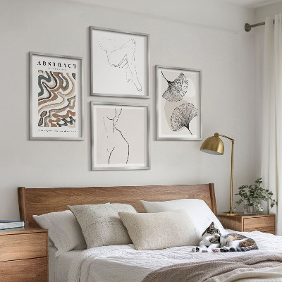 Billedsæt med ramme Abstrakte boho bladformer