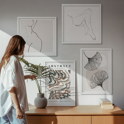 Billedsæt med ramme Abstrakte boho bladformer