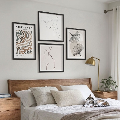 Billedsæt med ramme Abstrakte boho bladformer
