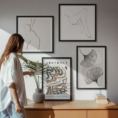 Billedsæt med ramme Abstrakte boho bladformer