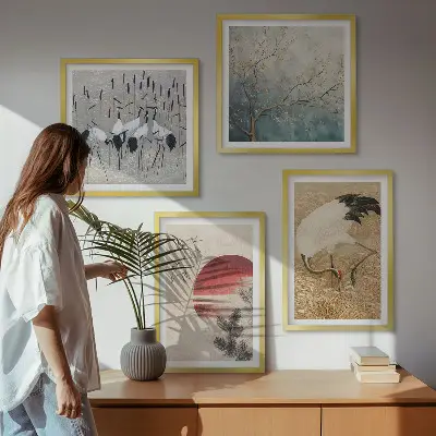 Japanske traner landskab billedvæg til over sofaen