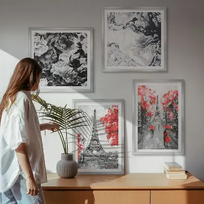 Eiffeltårnet maleri grå vægdekoration til ophæng over sofa