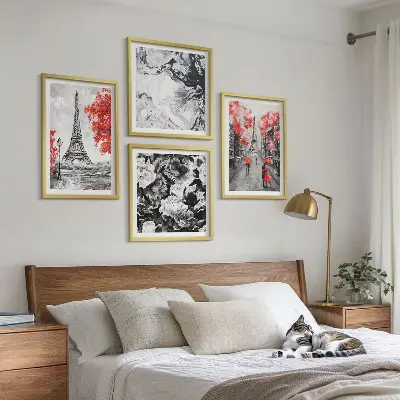 Eiffeltårnet maleri grå vægdekoration til ophæng over sofa