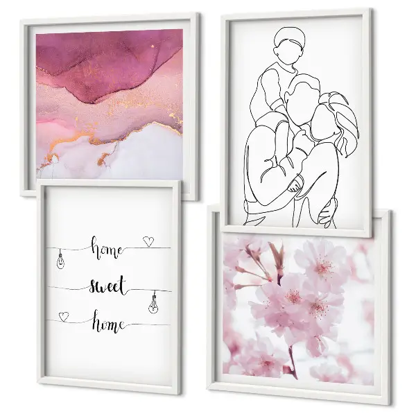 Blomsterfamilie minimalistisk billedvæg til ophæng over sofa