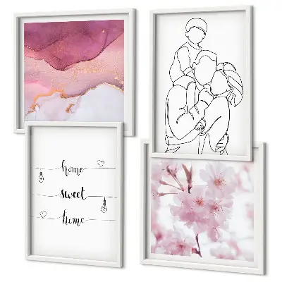 Blomsterfamilie minimalistisk billedvæg til ophæng over sofa