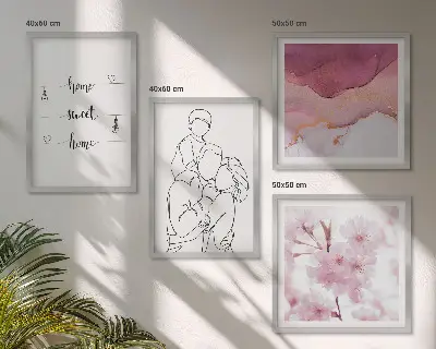 Blomsterfamilie minimalistisk billedvæg til ophæng over sofa