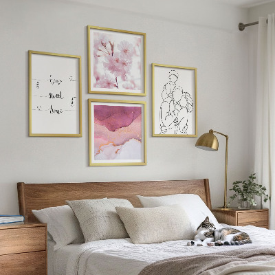Billedvæg over sofa Blomsterfamilie minimalistisk