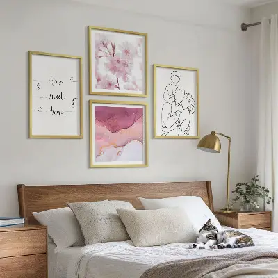 Blomsterfamilie minimalistisk billedvæg til ophæng over sofa