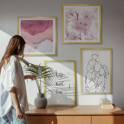 Billedvæg over sofa Blomsterfamilie minimalistisk