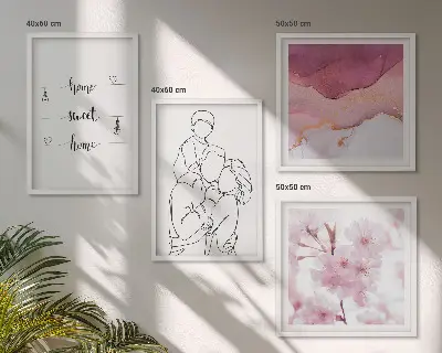Blomsterfamilie minimalistisk billedvæg til ophæng over sofa