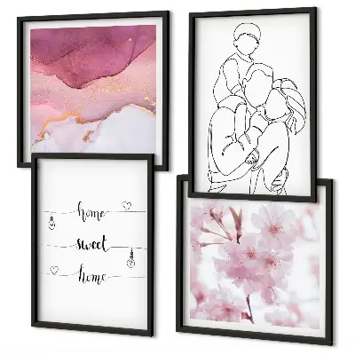 Blomsterfamilie minimalistisk billedvæg til ophæng over sofa