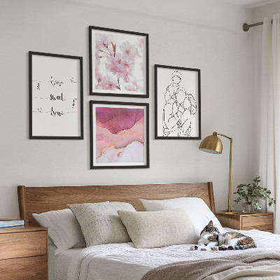 Billedvæg over sofa Blomsterfamilie minimalistisk