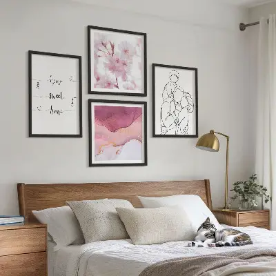 Blomsterfamilie minimalistisk billedvæg til ophæng over sofa