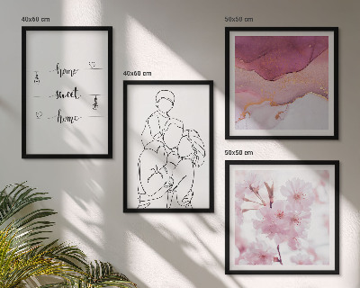 Billedvæg over sofa Blomsterfamilie minimalistisk