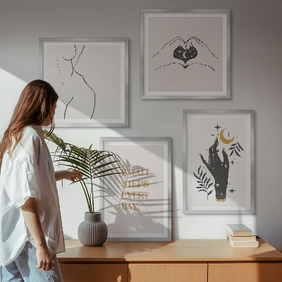 Billedvæg over sofa Minimalistiske boho-illustrationer