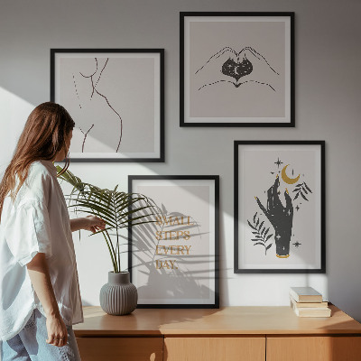 Billedvæg over sofa Minimalistiske boho-illustrationer